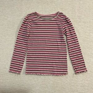 Striped Pink and White Kids Long Sleeve Shirt